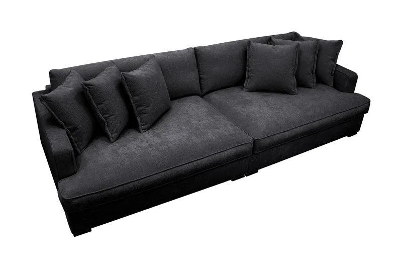 Rossita Lyx 4-sits Extra djup Soffa i Chenille - Svart - Products - Möbler - Soffa - 4 sits soffa
