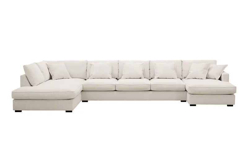 Rossita Lyx 6-sits Högervänd U-formad Extra djup Soffa med Divan och Schäslong i Manchester, Naturvit