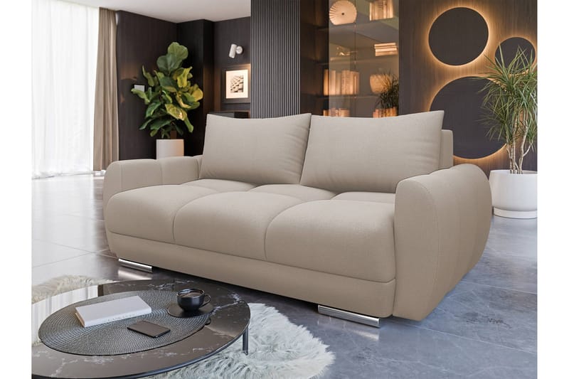 Simerly Soffa 3-sits i Plysch - Beige - Products - Möbler - Soffa - 3 sits soffa