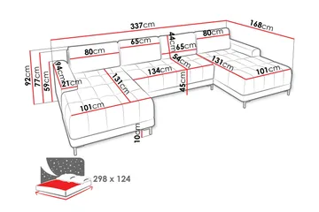Vilshult Soffa Dubbeldivan 4-sits - Grå - Products - Möbler - Soffa - U-soffa