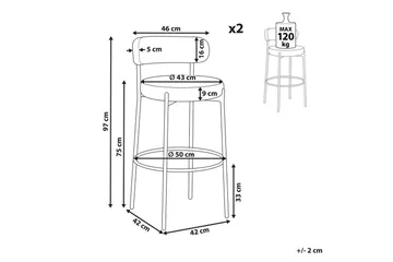 Barstol Allison set om 2 Beige-Svart - Beige-Svart - Products - Möbler - Fåtölj & stolar - Barstol & barpall