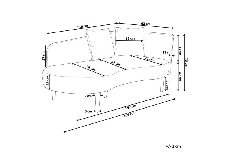 Gabriell Schäslong 168 cm Höger - Beige - Products - Möbler - Fåtölj & stolar - Fåtölj - Liggfåtölj