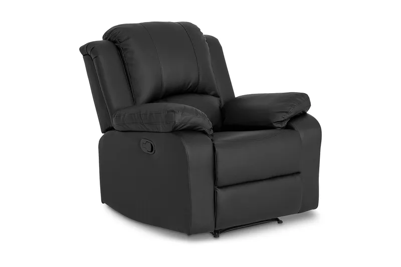Norbo Skön Reclinerfåtölj Biofåtölj - Fällbar fåtölj i Konstläder - Vilfåtölj, Svart