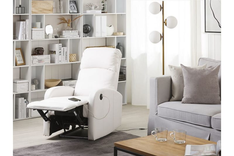 Virrat Fåtölj LED-belysning + USB-port - Vit - Products - Möbler - Fåtölj & stolar - Fåtölj - Biofåtölj & reclinerfåtölj