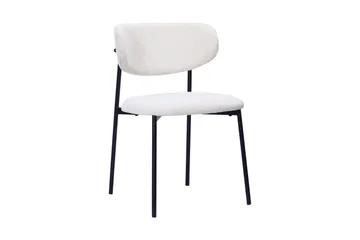 Lucy Matstol - Vit Bouclé / Metallben Svart - Products - Möbler - Fåtölj & stolar - Matstol & köksstol