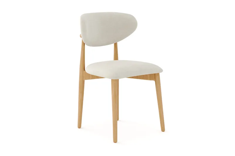 Molly Matstol i trä med tygsits, Ek/Beige