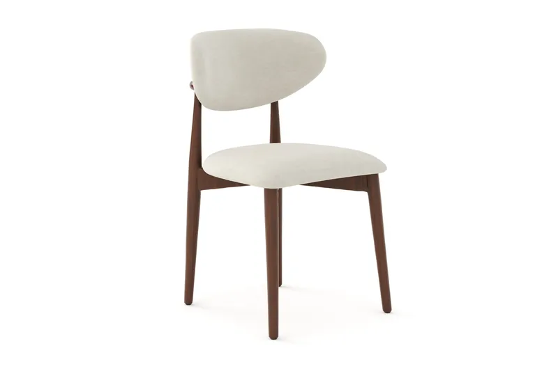 Molly Matstol i trä med tygsits - Valnöt/Beige - Products - Möbler - Fåtölj & stolar - Matstol & köksstol