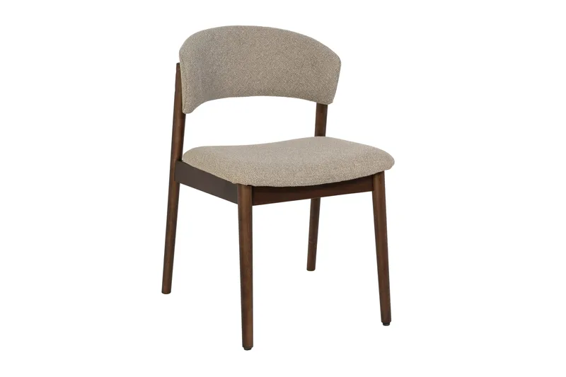 Nala Matstol i trä med tygsits - Valnöt/Greige - Products - Möbler - Fåtölj & stolar - Matstol & köksstol
