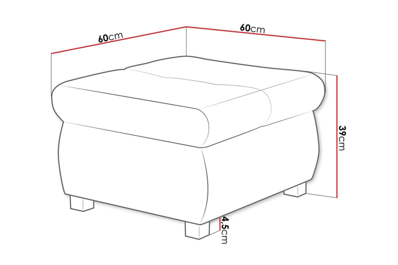 Cerys Fotpall 60 cm - Vit/Ljusgrå - Products - Möbler - Fåtölj & stolar - Pall & puff - Fotpallar