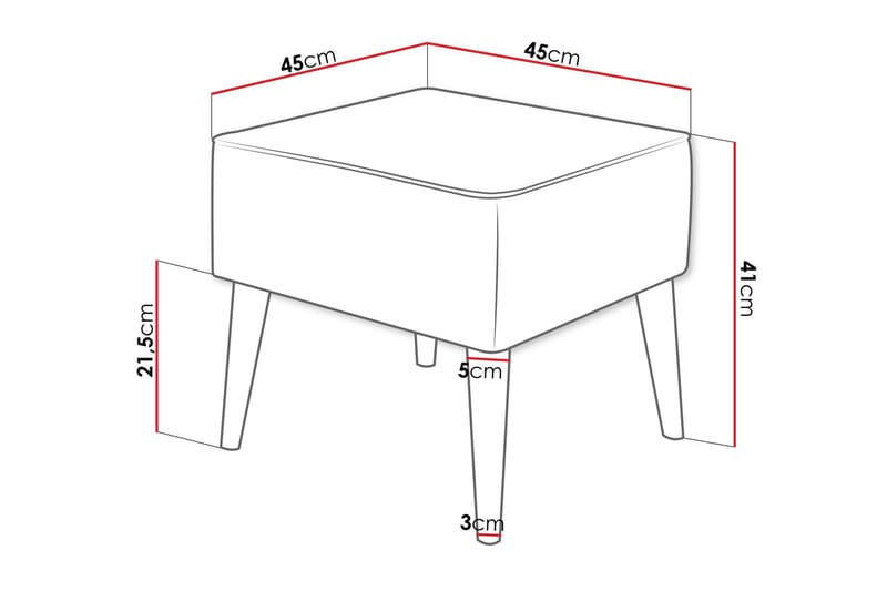 Gabi Fotpall 45 cm - Grön - Products - Möbler - Fåtölj & stolar - Pall & puff - Fotpallar