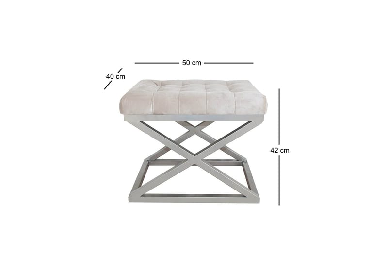 Gillie Sittpuff 40 cm - Vit/Silver - Products - Möbler - Fåtölj & stolar - Pall & puff - Sittpuff