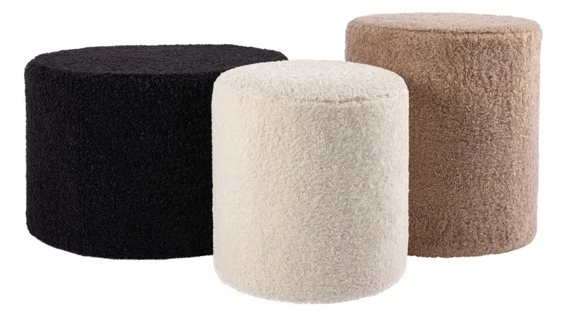 House Puff 35 cm Rund Teddy - Vit - Products - Möbler - Fåtölj & stolar - Pall & puff - Sittpuff