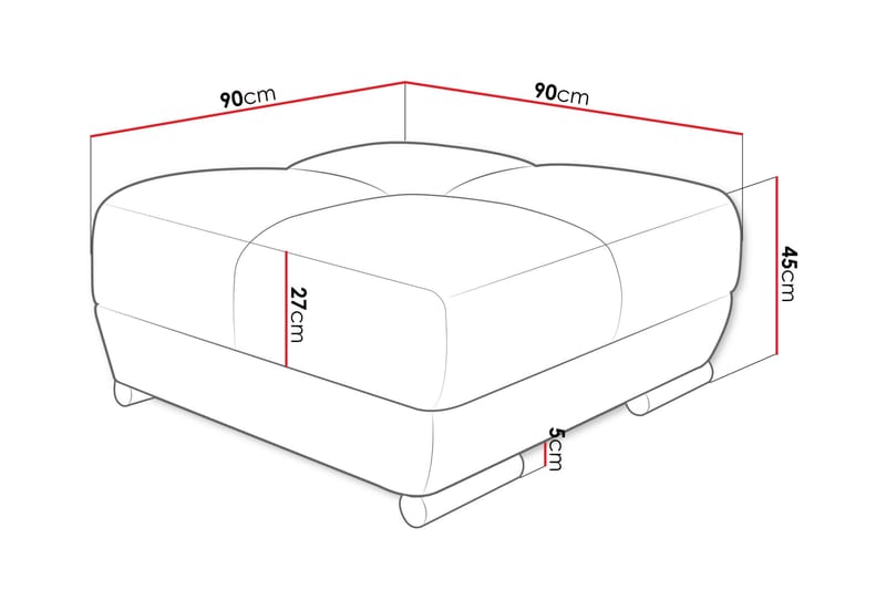 Simerly Fotpall 90 cm - Grå - Products - Möbler - Fåtölj & stolar - Pall & puff - Fotpallar
