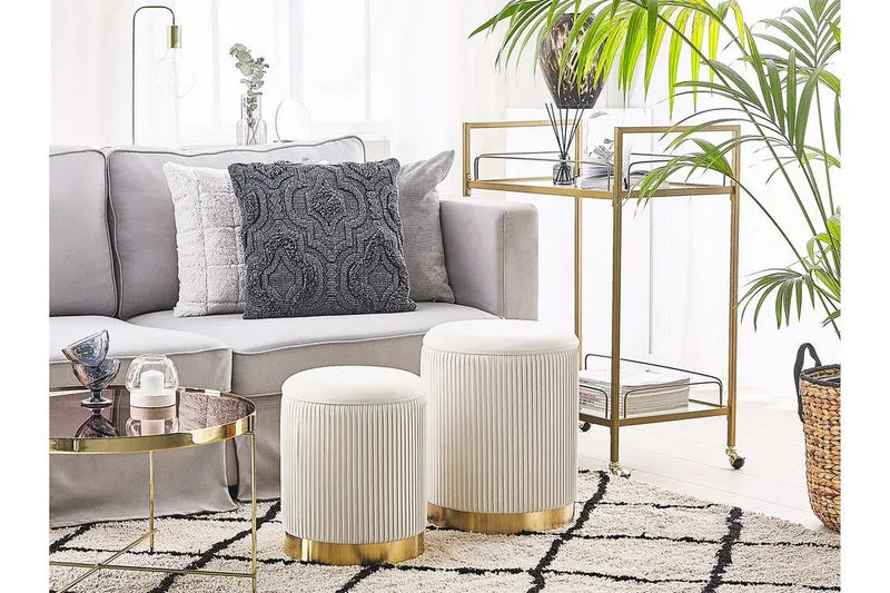 Trumelet Fotpall med Förvaring 2-pack - Vit - Products - Möbler - Fåtölj & stolar - Pall & puff - Fotpallar