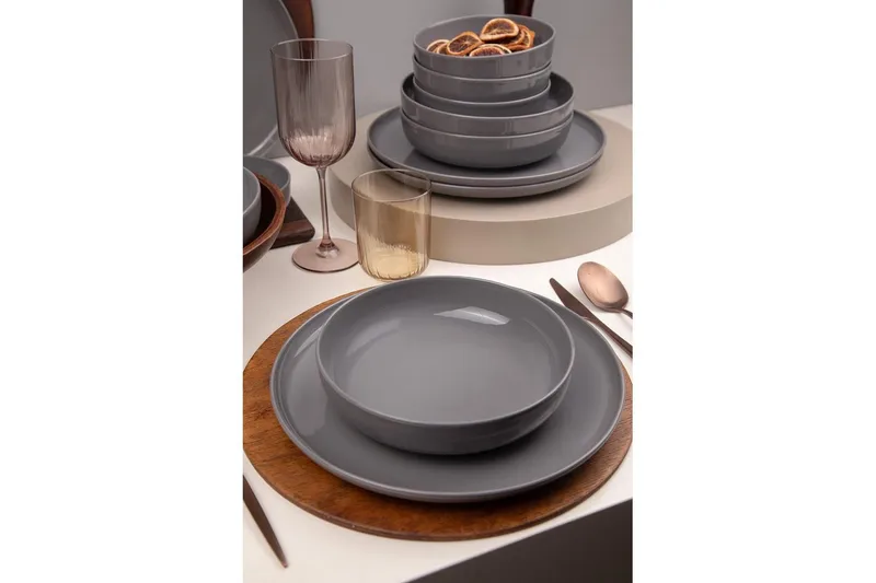 Middagset (12 delar) Athodna Antracit - Antracit - Products - Servering & matlagning - Tallrikar & skålar - Tallrikar set