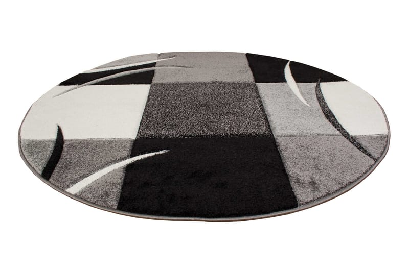 London Patch Friezematta Rund 240 - Svart - Products - Textil & mattor - Matta - Modern matta - Wiltonmatta