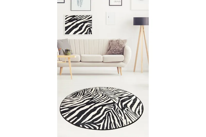 Ulphe Matta Rund 140 cm - Zebra/Sammet - Products - Textil & mattor - Matta - Modern matta - Wiltonmatta