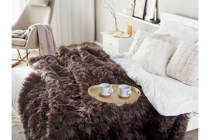 Pläd 200 x 220 cm brun DELICE - Brun - Products - Textil & mattor - Filt & pläd