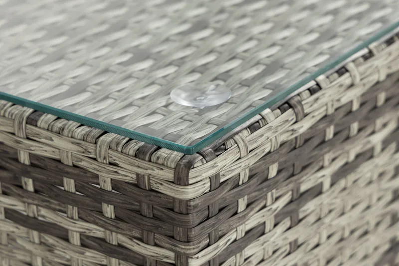 Bahamas Divanmodul - Loungebord utomhus 75x75 cm till soffgrupp i konstrotting med glasskiva - Grå / Svart dyna - Products - Utemöbler & utemiljö - Övrigt utemöbler - Moduler utesoffa