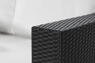 Bahamas Vänstermodul utomhus 140 cm i konstrotting - Svart / Vita dynor - Products - Utemöbler & utemiljö - Övrigt utemöbler - Moduler utesoffa - Vänstermodul utesoffa