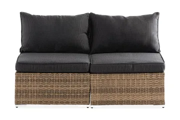 Wisconsin Premium 2-sits Loungesoffa utomhus – Utesoffa i Konstrotting för balkong - Sand Beige / Svarta dynor - Products - Utemöbler & utemiljö - Balkong & altan - Balkongmöbler - Balkongsoffa