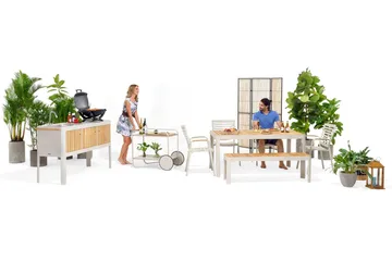 Portals Utekök 174 cm - Vit/trä - Products - Utemöbler & utemiljö - Grill & utekök - Utekök - Kompletta utekök