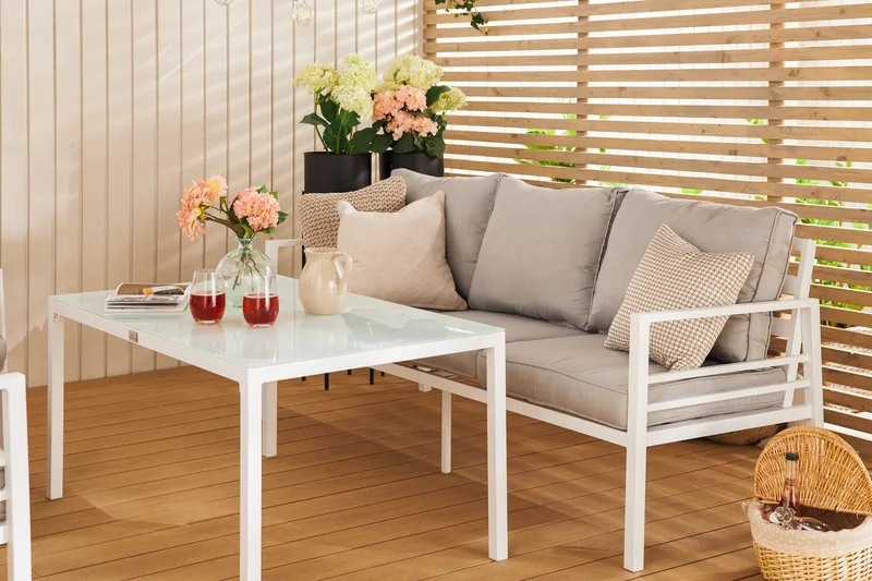 Ariany Soffgrupp - Vit / Gråa dynor - Products - Utemöbler & utemiljö - Loungemöbler - Loungeset & loungegrupp