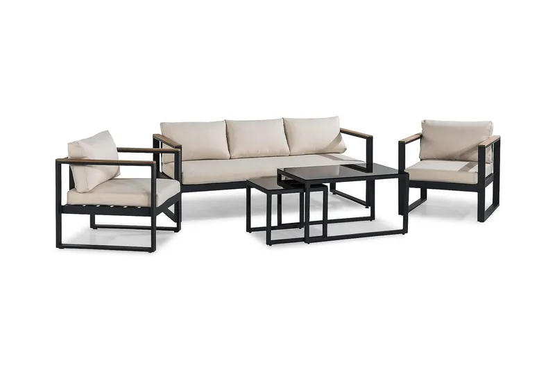 Aspvik Soffgrupp - Svart / Gråa dynor - Products - Utemöbler & utemiljö - Loungemöbler - Loungeset & loungegrupp