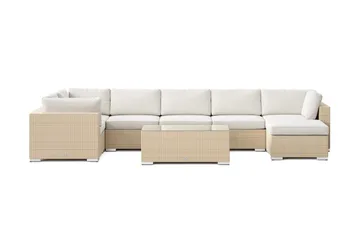 Bahamas U-formad utomhus loungegrupp 7-sits med vändbar divan och bord - Beige - Products - Utemöbler & utemiljö - Loungemöbler - Loungeset & loungegrupp
