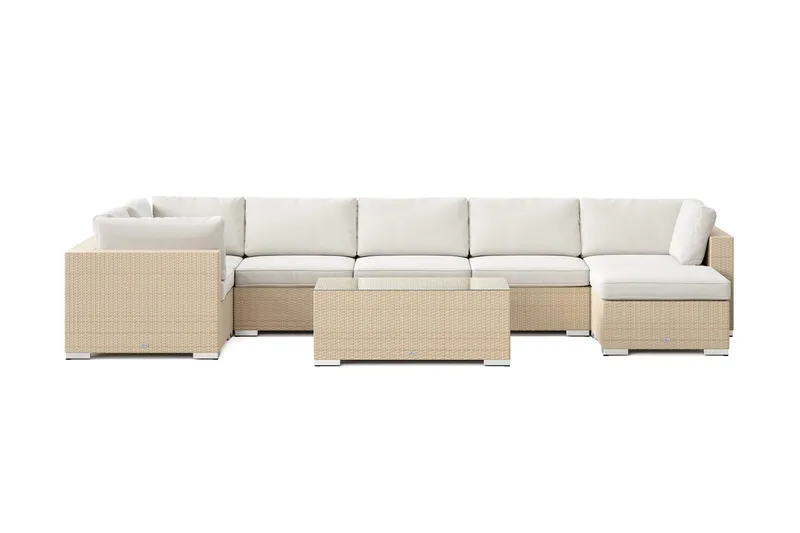 Bahamas U-formad utomhus loungegrupp 7-sits med vändbar divan och bord - Beige - Products - Utemöbler & utemiljö - Loungemöbler - Loungeset & loungegrupp
