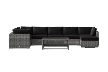 Bahamas U-formad utomhus loungegrupp 7-sits med vändbar divan och bord med hylla - Grå - Products - Utemöbler & utemiljö - Loungemöbler - Loungeset & loungegrupp