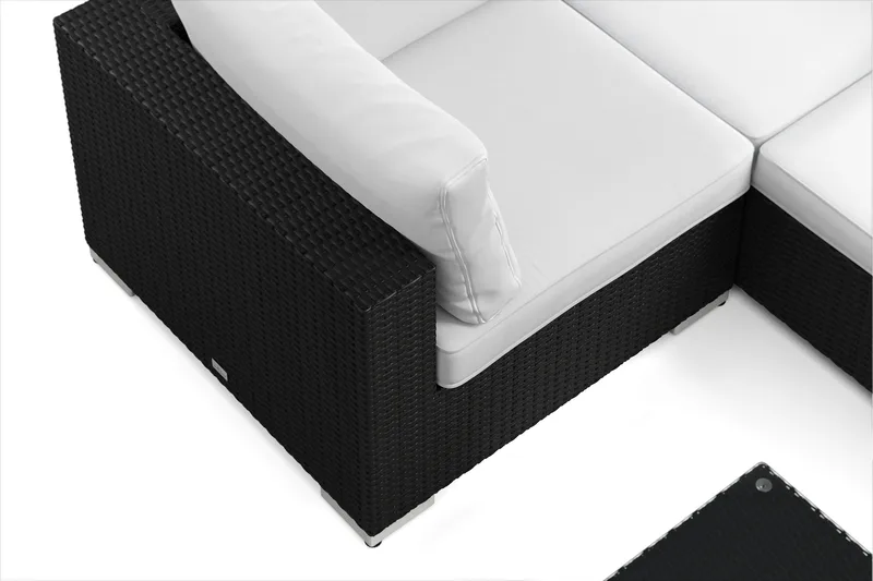 Bahamas U-formad utomhus loungegrupp 7-sits med vändbar divan och bord - Svart - Products - Utemöbler & utemiljö - Loungemöbler - Loungeset & loungegrupp