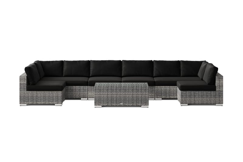 Bahamas U-formad utomhus loungegrupp med öppet avslut, 8-sits med bord - Grå - Products - Utemöbler & utemiljö - Loungemöbler - Loungeset & loungegrupp