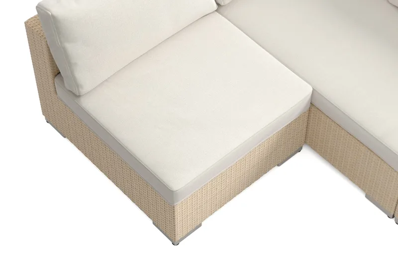 Bahamas U-formad utomhus loungegrupp med öppet avslut, 8-sits med bord och hylla - Beige - Products - Utemöbler & utemiljö - Loungemöbler - Loungeset & loungegrupp