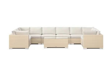 Bahamas U-formad utomhus loungegrupp med stängt avslut, 10-sits med bord - Beige - Products - Utemöbler & utemiljö - Loungemöbler - Loungeset & loungegrupp