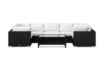 Bahamas U-formad utomhus loungegrupp med stängt avslut, 7-sits med bord och hylla - Svart - Products - Utemöbler & utemiljö - Loungemöbler - Loungeset & loungegrupp