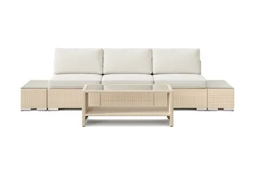 Bahamas utesoffa 3-sits med bord med hylla - Beige - Products - Utemöbler & utemiljö - Loungemöbler - Loungeset & loungegrupp