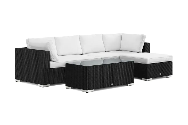 Bahamas utomhus divansoffa 5-sits med vändbar divan och bord, Svart