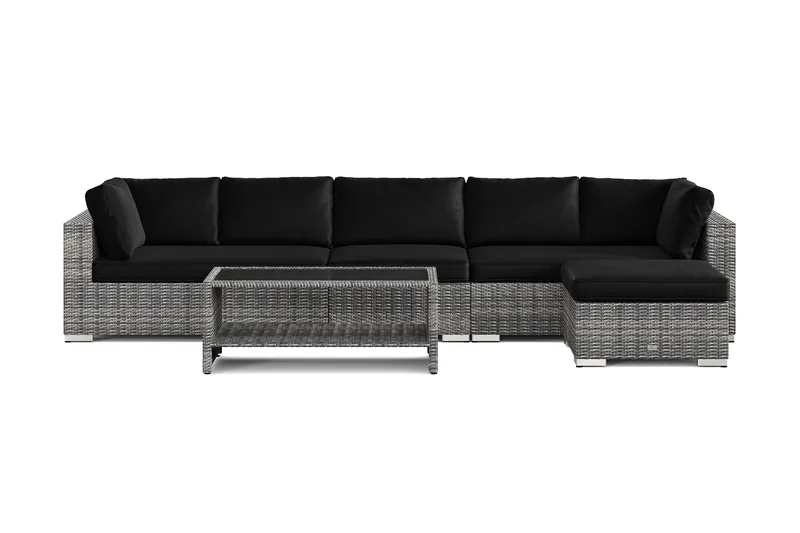 Bahamas utomhus divansoffa 6-sits med vändbar divan och bord med hylla - Grå - Products - Utemöbler & utemiljö - Loungemöbler - Loungeset & loungegrupp