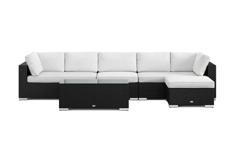 Bahamas utomhus divansoffa 6-sits med vändbar divan och bord - Svart - Products - Utemöbler & utemiljö - Loungemöbler - Loungeset & loungegrupp