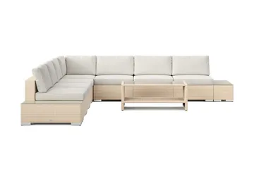 Bahamas utomhus hörnsoffa 7-sits vändbar med öppet avslut och bord med hylla - Beige - Products - Utemöbler & utemiljö - Loungemöbler - Loungeset & loungegrupp