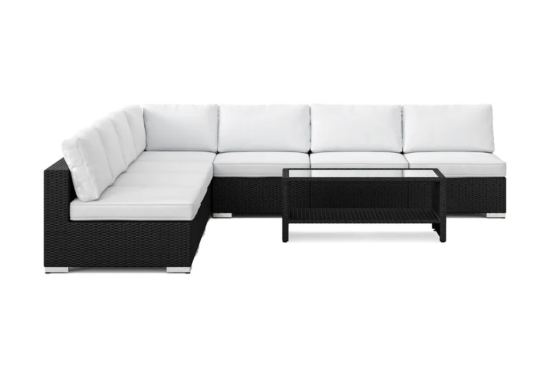 Bahamas utomhus hörnsoffa 7-sits vändbar med öppet avslut och bord med hylla - Svart - Products - Utemöbler & utemiljö - Loungemöbler - Loungeset & loungegrupp