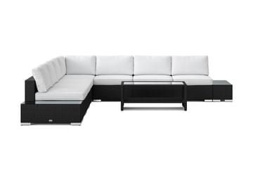 Bahamas utomhus hörnsoffa 7-sits vändbar med öppet avslut och bord med hylla - Svart - Products - Utemöbler & utemiljö - Loungemöbler - Loungeset & loungegrupp