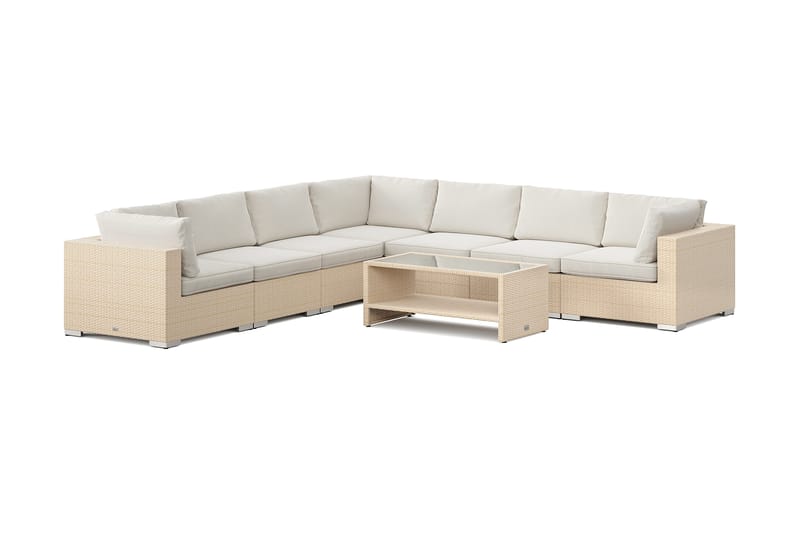 Bahamas utomhus hörnsoffa 7-sits vändbar och bord med hylla - Beige - Products - Utemöbler & utemiljö - Loungemöbler - Loungeset & loungegrupp