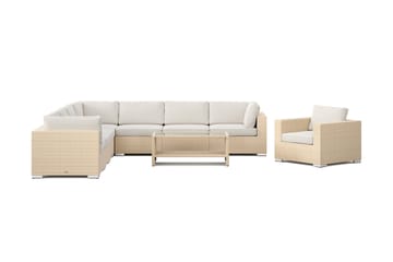 Bahamas utomhus hörnsoffa 8-sits vändbar med fåtölj och bord med hylla - Beige - Products - Utemöbler & utemiljö - Loungemöbler - Loungeset & loungegrupp