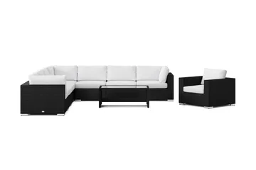 Bahamas utomhus hörnsoffa 8-sits vändbar med fåtölj och bord med hylla - Svart - Products - Utemöbler & utemiljö - Loungemöbler - Loungeset & loungegrupp