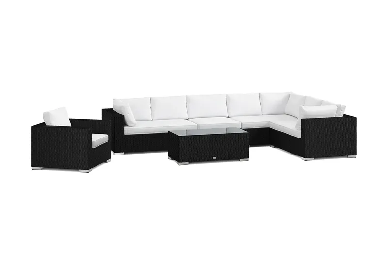 Bahamas utomhus L-soffa vänster 8-sits med fåtölj och bord - Svart - Products - Utemöbler & utemiljö - Loungemöbler - Loungeset & loungegrupp