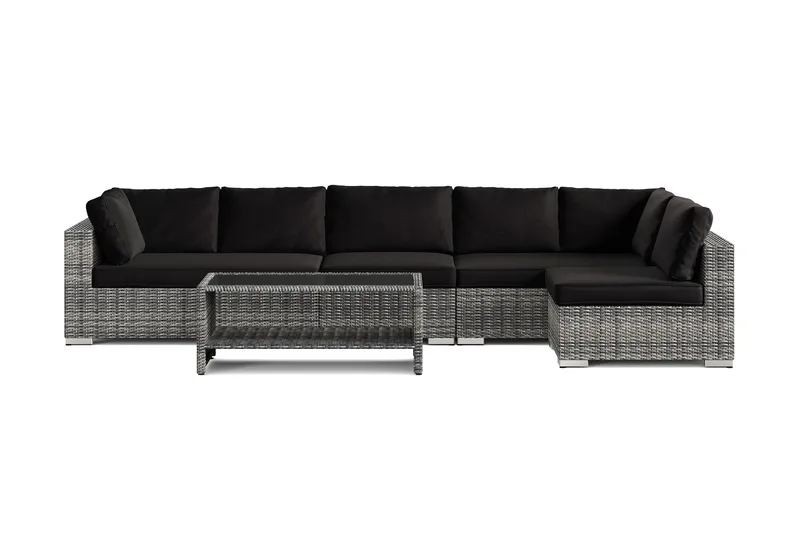 Bahamas utomhus loungegrupp 6-sits med vändbar schäslong och bord med hylla - Grå - Products - Utemöbler & utemiljö - Loungemöbler - Loungeset & loungegrupp