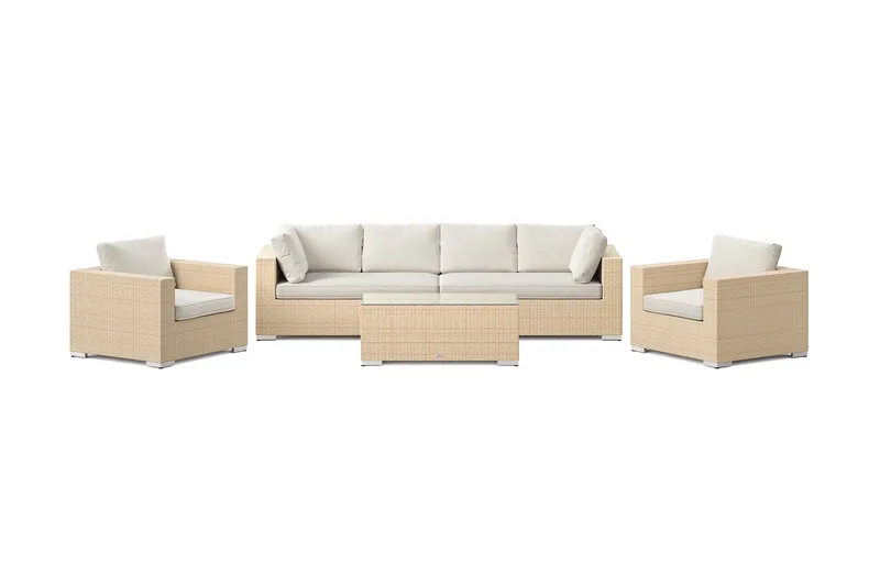 Bahamas utomhus soffgrupp 6-sits med två fåtöljer och bord - Beige - Products - Utemöbler & utemiljö - Loungemöbler - Loungeset & loungegrupp