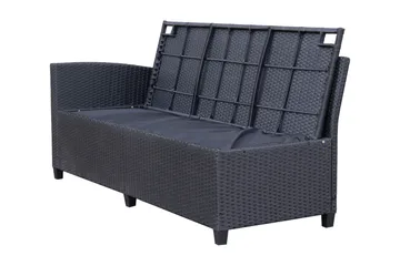 James Light Stor L-formad vändbar loungegrupp utomhus i konstrotting med förvaring och vita dynor - Svart - Products - Utemöbler & utemiljö - Loungemöbler - Loungeset & loungegrupp